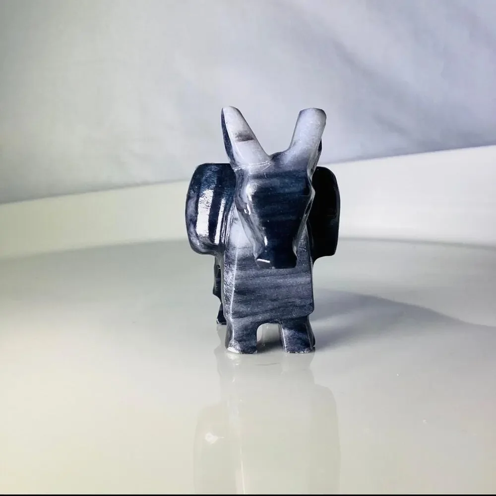 Small Carved Marble Donkey Toothpick Holder